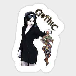 Gothic Girl Stick Sticker